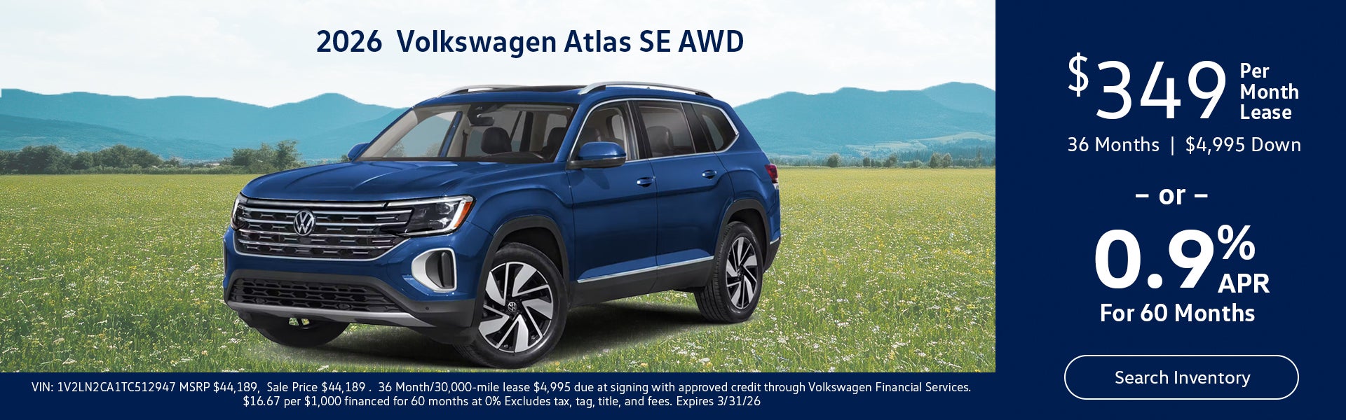 2026 Volkswagen Atlas SE AWDS